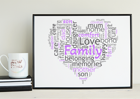 Personalised Family Wordcloud Heart Print