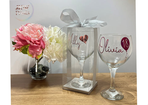 Personalised Aged Balloon or Heart Gin Glass Gift Boxed Birthday Gift