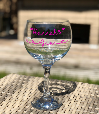 Personalised Name Gin Glass in Heart Font