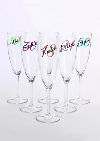Personalised Birthday age & name Champagne, Prosecco Flute