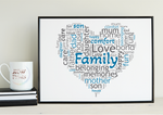 Personalised Family Wordcloud Heart Print
