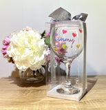 Personalised Mother's Day Gin Glass Gift Boxed with Hearts