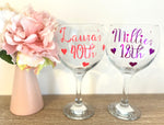 Personalised Birthday Gin Glass Gift Boxed Name & Age