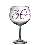 Personalised Birthday age & Heart font Name Gin Glass