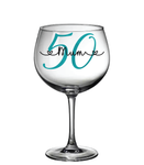 Personalised Birthday age & Heart font Name Gin Glass